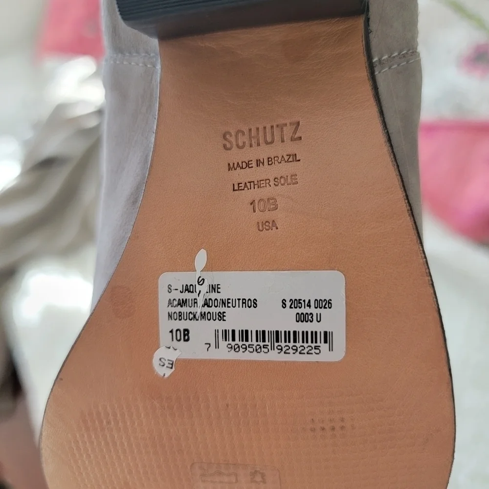 Schutz Jacqueline Suede Ankle Slip-On Bootie in Mouse Taupe Size 10
